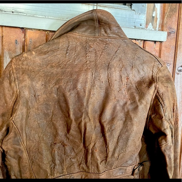 âSOLDâ Antique Biker Jacket 40s 50s Distressed - Picture 5 of 14